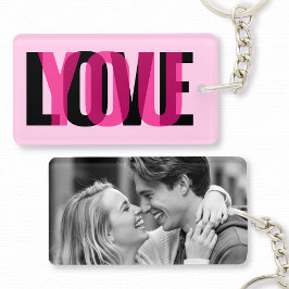 Love You Custom Photo Modern Typography Pink Black