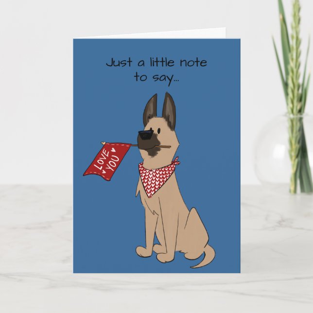 Love You Cute Dog Blank Folded Greeting Card Kort (Framsida)