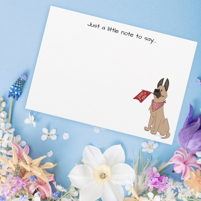 Love You Cute Dog Flat Note Card Anteckningskort (Skapare uppladdad)
