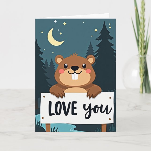 Love You Cute Forest Animal Card Kort (Framsida)