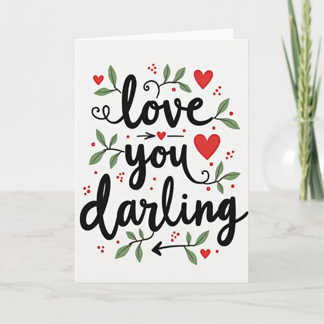 Love You Darling Faux Gold Foil Card Kort (Framsida)