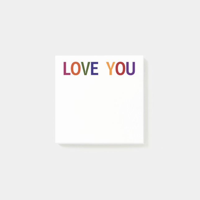 Love You Flerfärgad 3 x 3 Post-it Block (Framsida)