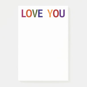 Love You Flerfärgad 4 x 6 Post-it Block