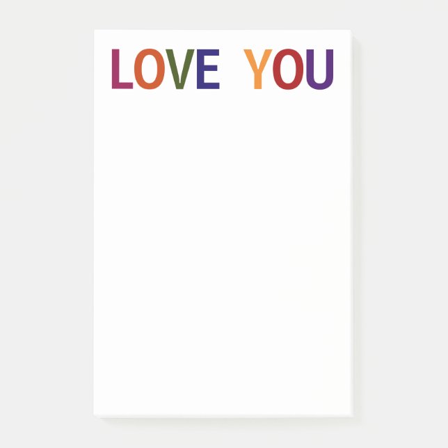 Love You Flerfärgad 4 x 6 Post-it Block (Framsida)
