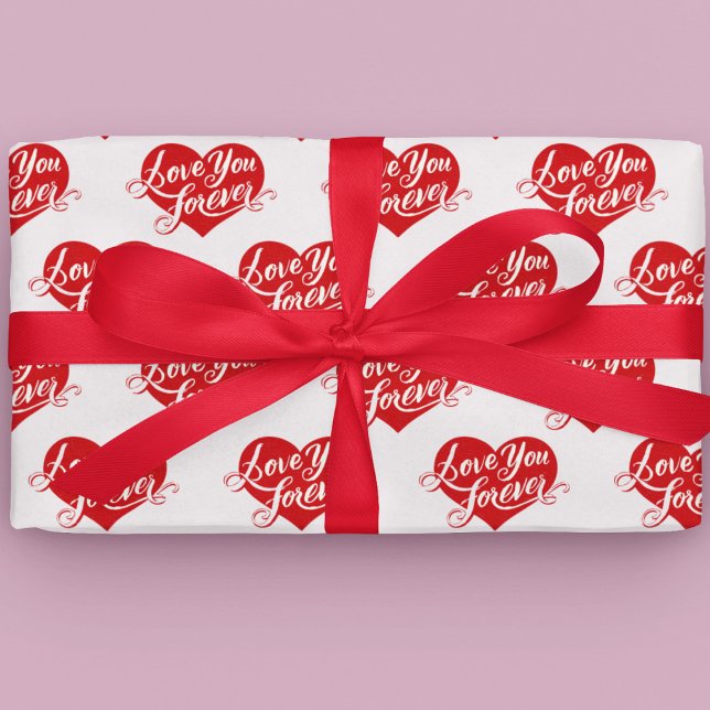 Love You Forever Heart Valentine Wrapping Paper Presentpapper (Skapare uppladdad)