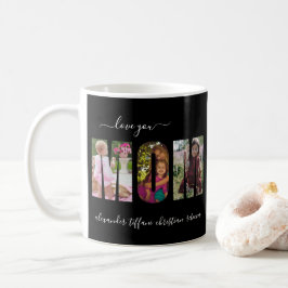 Love You Four Foto Familjenamn Svart Vitt Kaffemugg