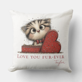 Love You Fur-Ever Cute Cat Throw Pillow Kudde