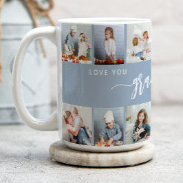 Love You Grandma 12 Photo Collage Dusty Blue Kaffemugg