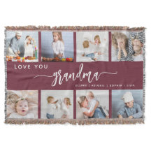 Love You Grandma 8 Photo Collage Burgundy