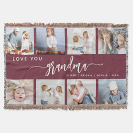 Love You Grandma 8 Photo Collage Burgundy Filt