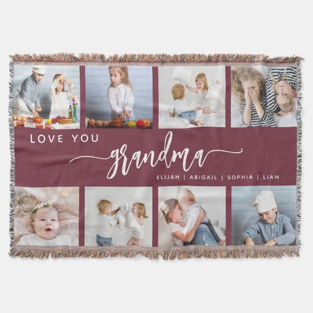 Love You Grandma 8 Photo Collage Burgundy Filt (Framsidan)