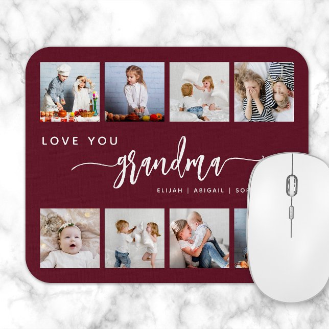Love You Grandma 8 Photo Collage Burgundy Musmatta (Skapare uppladdad)