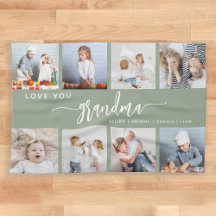 Love You Grandma 8 Photo Collage Sage Green