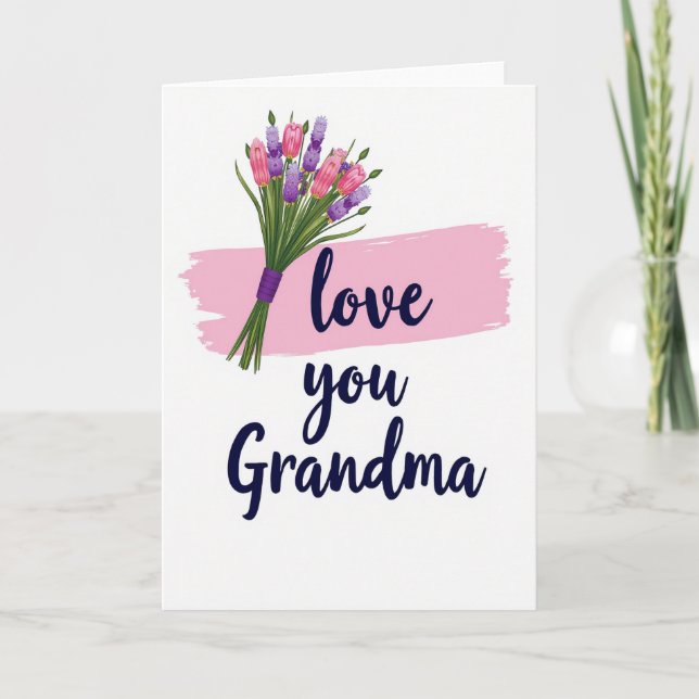 Love You Grandma Floral Card Kort (Framsida)