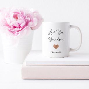 Love You Grandma Handwritten Script and Heart Kaffemugg