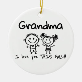 Love You Grandma Kids Art Personalized Gift Julgransprydnad Keramik
