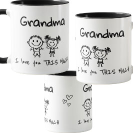 Love You Grandma Kids Art Personalized Gift Mugg