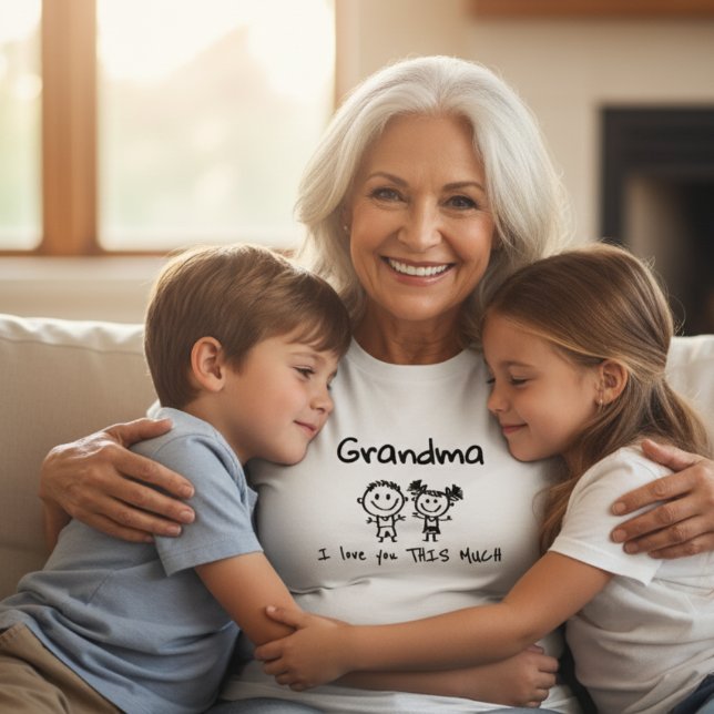 Love You Grandma Kids Art Personalized Gift T Shirt (Skapare uppladdad)