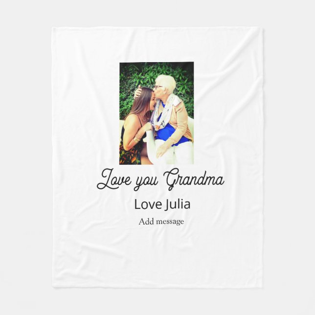 Love you Grandma photo name love message grandkids Fleecefilt (Framsidan)