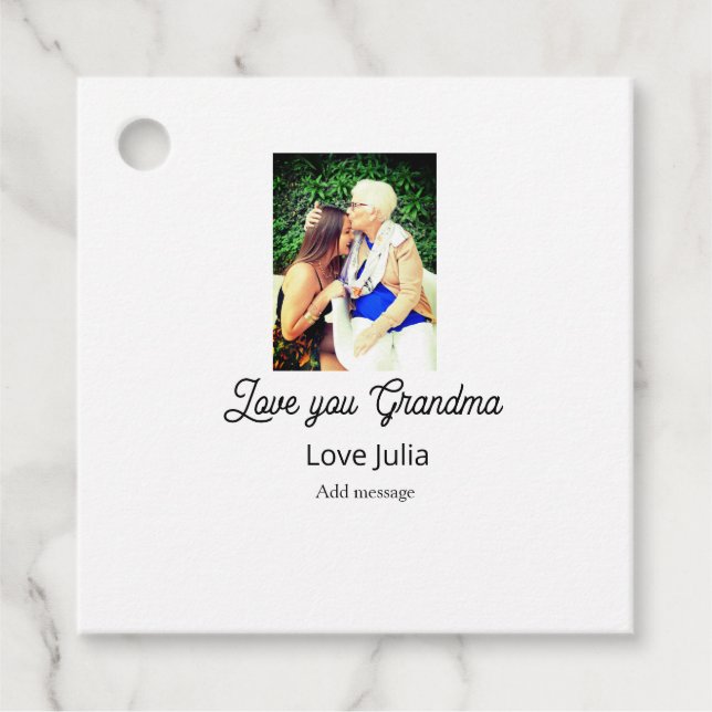 Love you Grandma photo name love message grandkids Gåvor Etiketter (Framsida)