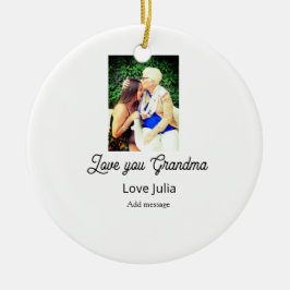 Love you Grandma photo name love message grandkids Julgransprydnad Keramik