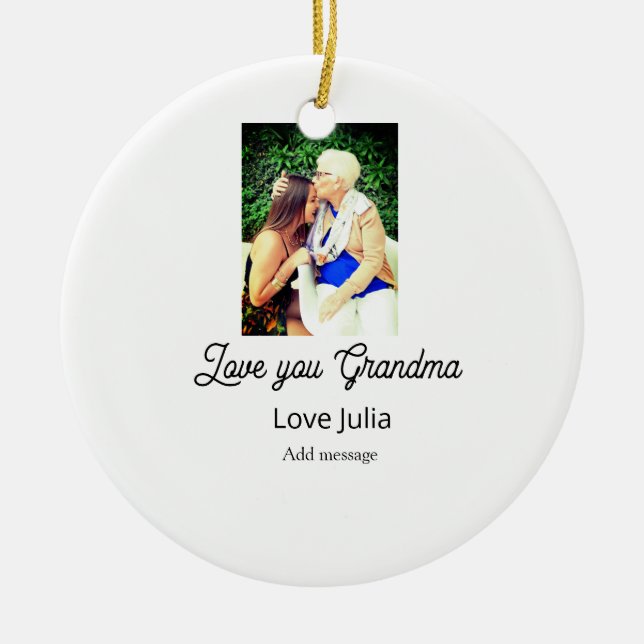Love you Grandma photo name love message grandkids Julgransprydnad Keramik (Framsidan)