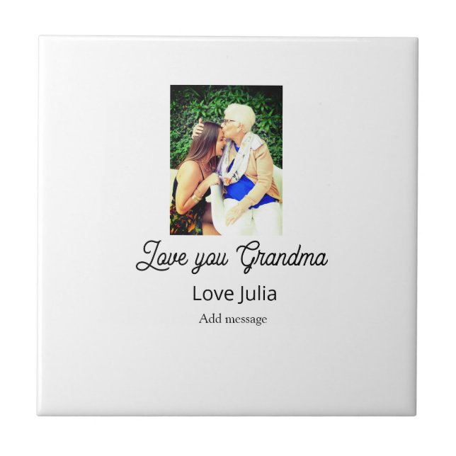 Love you Grandma photo name love message grandkids Kakelplatta (Framsidan)