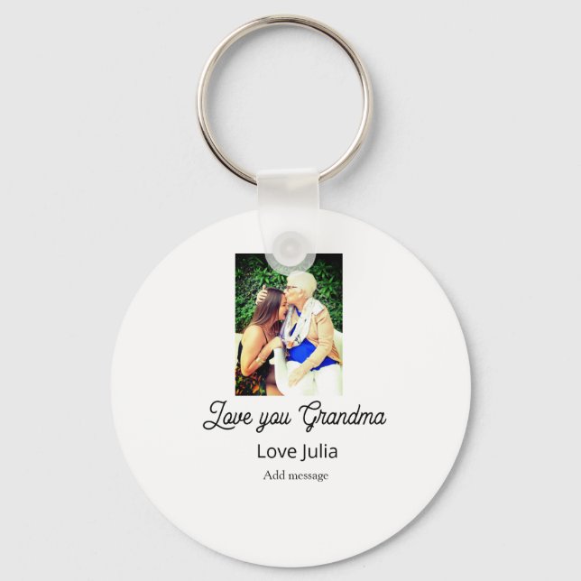 Love you Grandma photo name love message grandkids Nyckelring (Framsida)