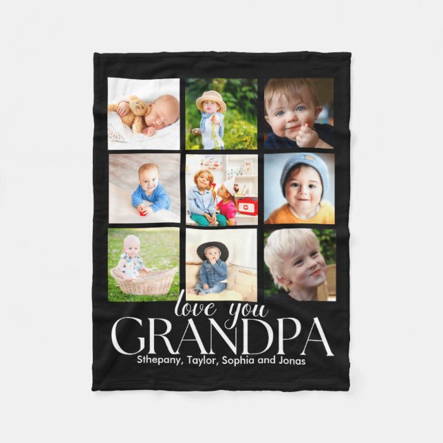 Love You Grandpa Beautiful Collage 9 Photos  Fleecefilt (Framsidan)