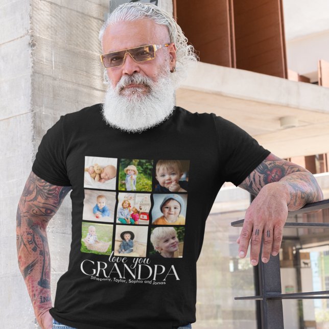 Love You Grandpa Beautiful Collage 9 Photos  T Shirt (Skapare uppladdad)