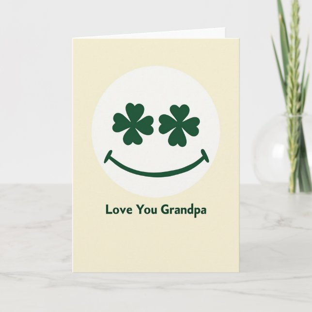 Love You Grandpa Smiling Face Card Kort (Framsida)
