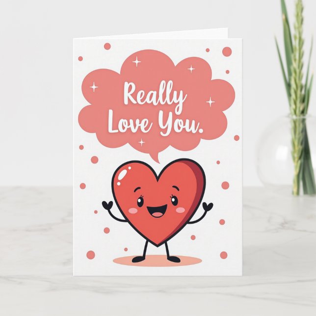 Love You Heart Felt Message Card Kort (Framsida)