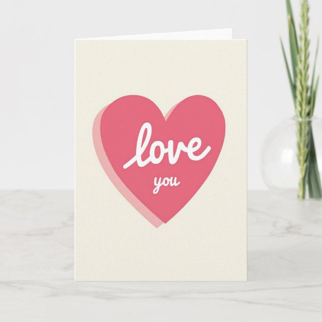 Love You Heartfelt Rose Card Kort (Framsida)