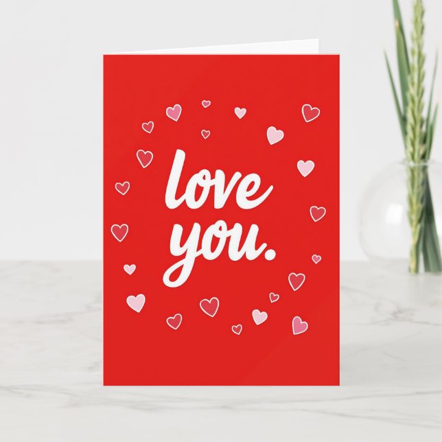 Love You Hjärtan Design Kort (Framsida)