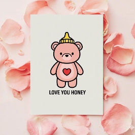 Love You Honey Card for Girlfriend Valentine Julkort