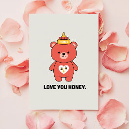 Love You Honey Cute Romantic Valentine Card Julkort