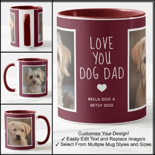 Love You Hund Pappa Fotos Moderna Maroon C31 & Vit Mugg