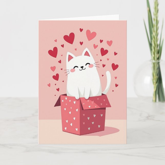 Love You Kitty Hearts Card Kort (Framsida)