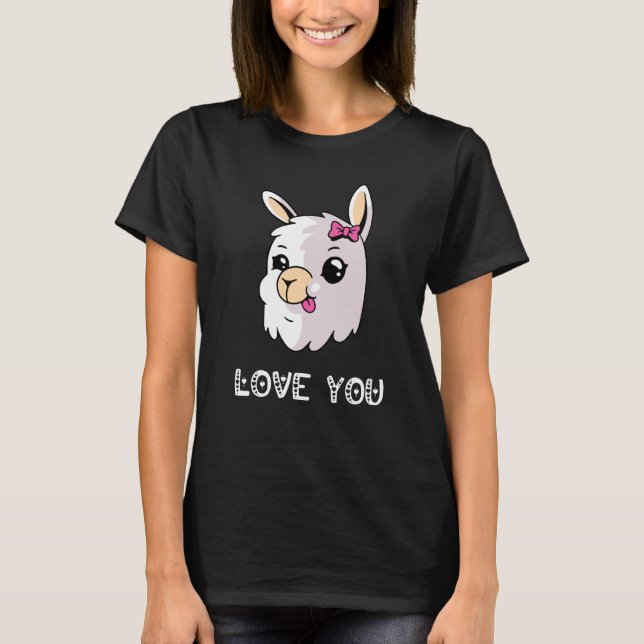 Love You Llama Valentine's Day Lovely Date Nights  T Shirt (Framsida)