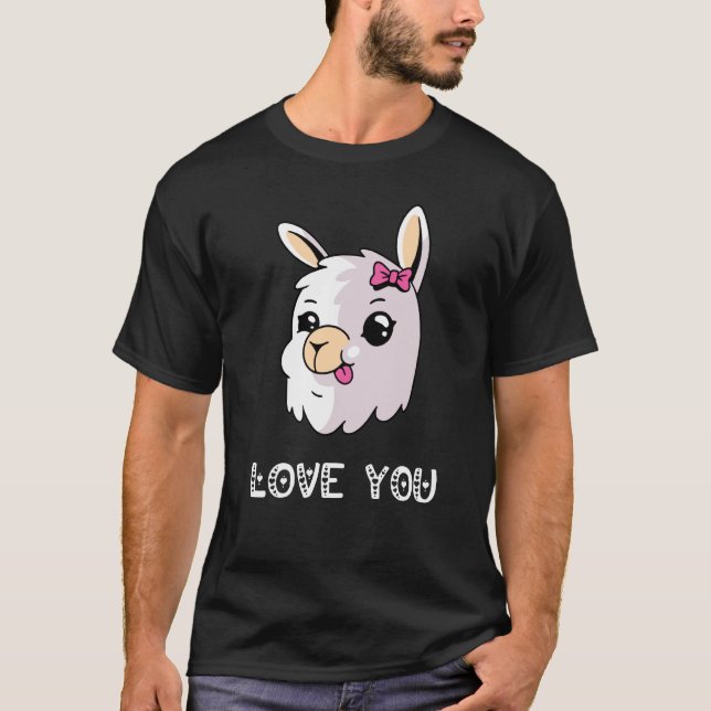 Love You Llama Valentine's Day Lovely Date Nights  T Shirt (Framsida)