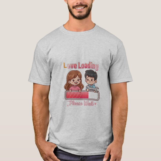 👉 Love You Loading T-Shirt – Söt Romantisk Grafi (Framsida)