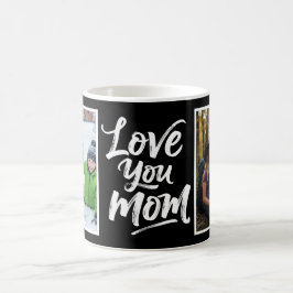 Love You Mamma Två Foto Penselskrift svart vit Kaffemugg