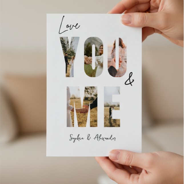 Love You & Me Photo Valentine’s Day Card Julkort (Skapare uppladdad)
