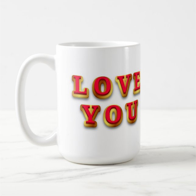 Love You Message With Gold Text Kaffemugg (Vänster)