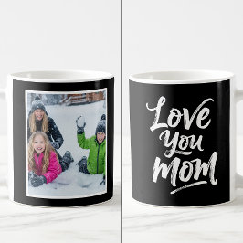 Love You Mom 1 Foto Minnessaker Borst Skrift svart Kaffemugg