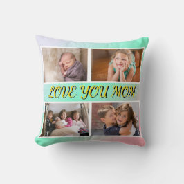 Love You Mom 4-Photo Pastel Keepsake Kudde