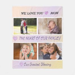 Love You Mom - 4 Photo Pastel Tribute Keepsake Fleecefilt