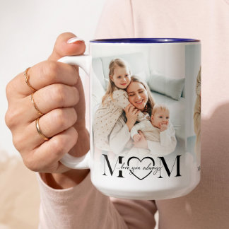 Love You Mom Bildcollage Mors Dags Present Två-Tonad Mugg