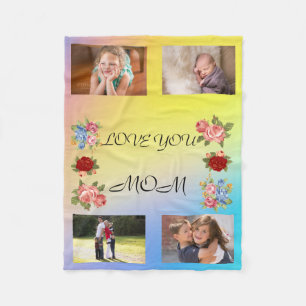 Love You Mom Blommig Park Avenue Fotolayout Fleecefilt
