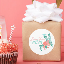 Love you mom callipraphy floral frame runt klistermärke